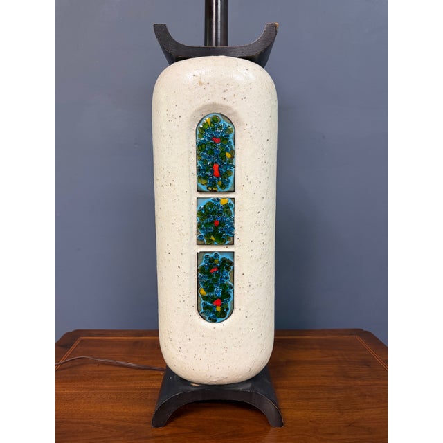 1960s Ceramic Lamp W/ Fused Glass Mosaic Panels, Attributed to Bitossi for Raymor For Sale - Image 4 of 17
