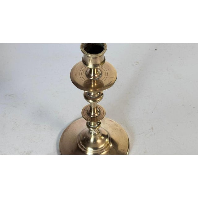 19th Century Minimalist French Brass Candleholders, Set of 2 For Sale - Image 6 of 10