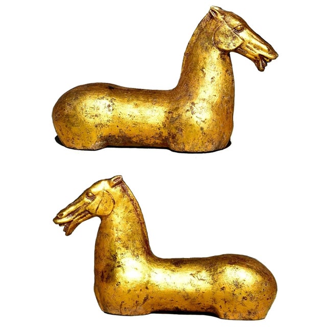 20th Century Art Deco Gilded Iron Horse Busts - a Pair For Sale - Image 13 of 13