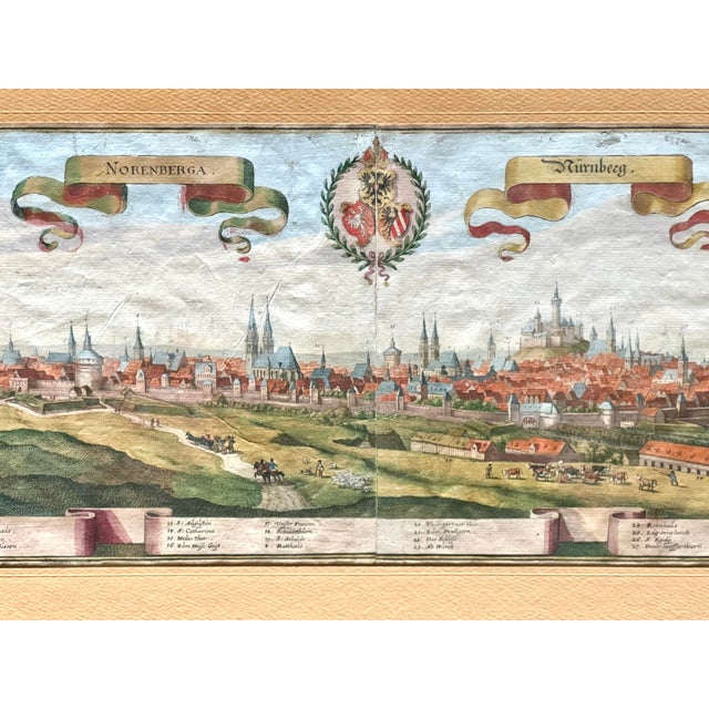 Baroque Framed Aquatint Engraving of Nurenburg by Mathaus Merian From Topographia Franconiae For Sale - Image 3 of 8