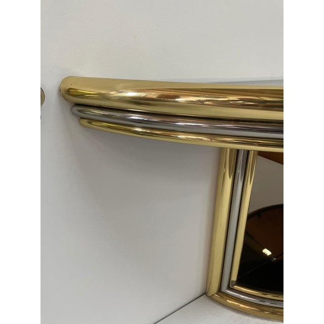 Exceptiona Mixed-Metal Demilune Consoles - A Pair For Sale - Image 15 of 18