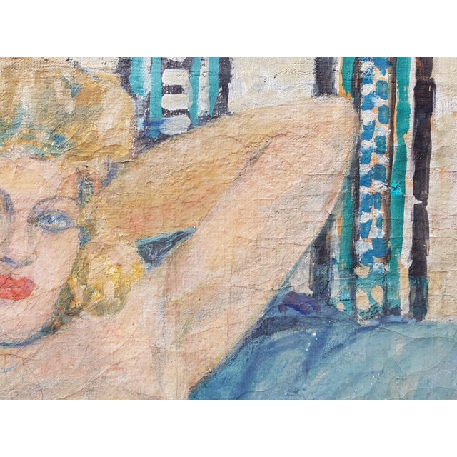 Lantoine Fernand - Reclining Nude Woman - Oil Painting - 1900's For Sale - Image 6 of 12