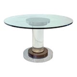 Polished Stainless, Bronze and Lucite Pedestal Table, Romeo Rega, 1970's For Sale