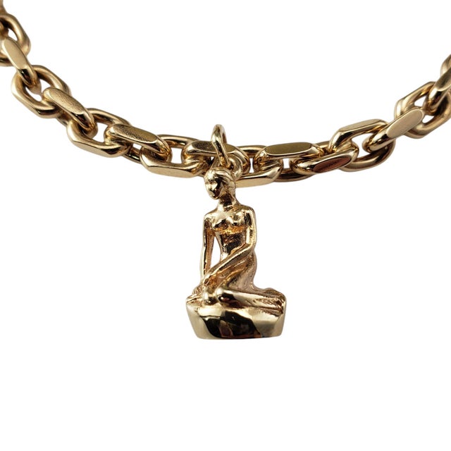 Contemporary Late 20th Century 14 Karat Yellow Gold Denmark Little Mermaid Charm Link Bracelet For Sale - Image 3 of 10