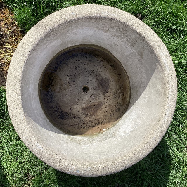Stone Vintage Henri Studio Garden Extra Large and Heavy Rolled Rim Concrete Stone Planter W/Stand Numberd For Sale - Image 7 of 12