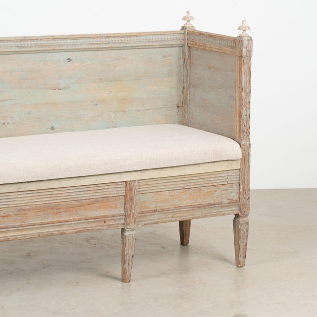 Early 19th Century Swedish Original Painted Gustavian Narrow Bench For Sale - Image 13 of 17