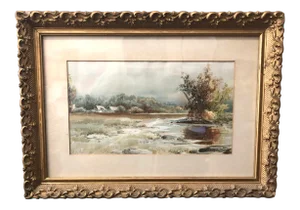 Late 19th Century Landscape Watercolor Painting by S. A. Mulholland, Framed