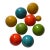 Mid Century Modern 12 Vintage Carpet Wood Balls Polychrome For Sale