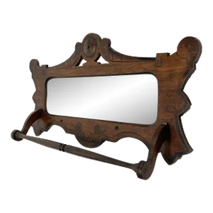 Antique Victorian Style Wall Mount Mirror With Towel Rack