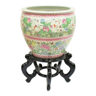 Vintage Chinese Hand-Painted Porcelain Planter For Sale