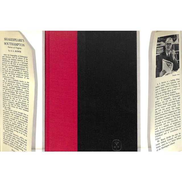 Traditional "Shakespeare's Southampton: Patron of Virginia" 1965 Rowse, a.l. For Sale - Image 3 of 4