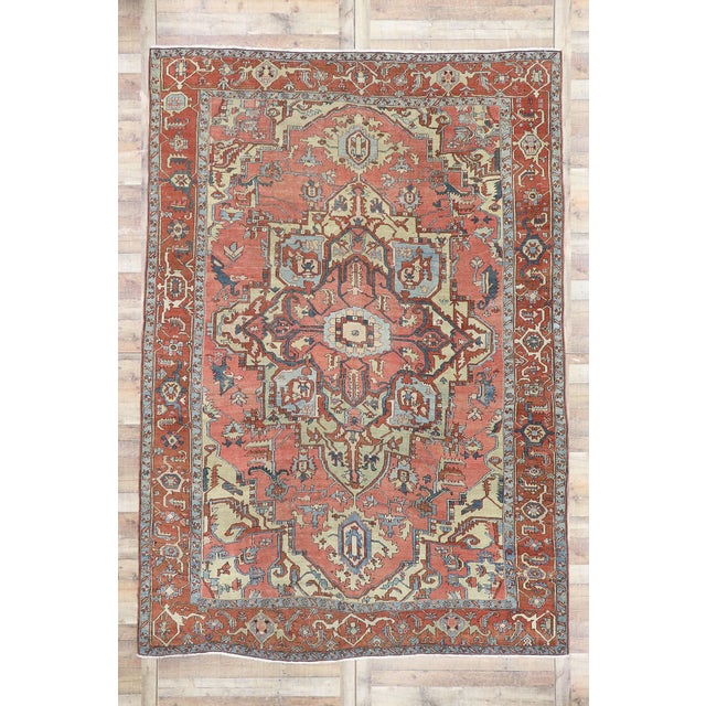 Late 19th Century Persian Serapi Rug, 08'08 X 12'03 For Sale - Image 10 of 11