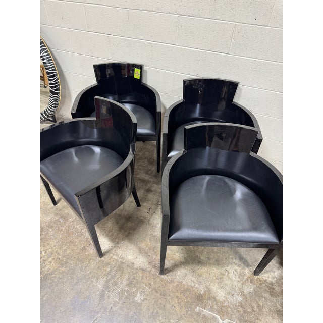 Vintage Alden Parkes Contemporary Black Barrel Game Table Chairs - Set of 4 For Sale In Richmond - Image 6 of 9