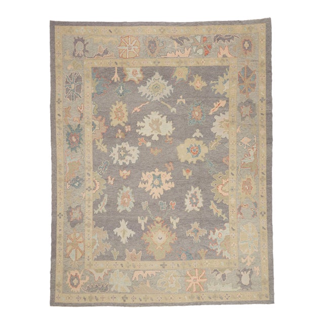 Contemporary Turkish Oushak Rug, 09'02 X 11'10 For Sale