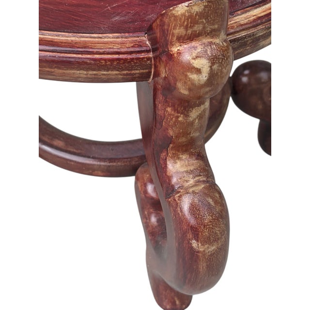 Vintage Asian Antique Wooden Fishbowl Planter Stand For Sale - Image 9 of 9