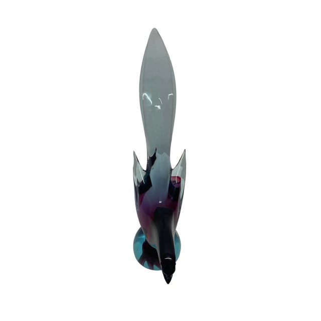 1960s Murano Glass Bird Sculpture in Blue and Amethyst For Sale - Image 5 of 9