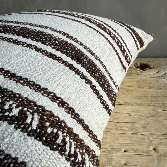 Vintage Rug Pillow Cover With Stripes For Sale - Image 4 of 7