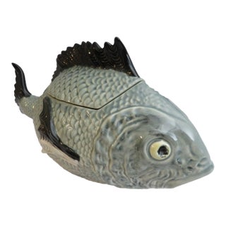 Vintage Mid-Century Modern Neiman Marcus Portugal Porcelain Fish Soup Tureen For Sale