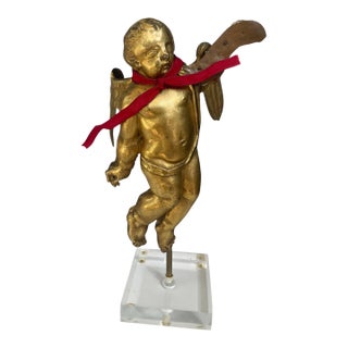 Antique Italian Gilt Wood Carved Angel For Sale