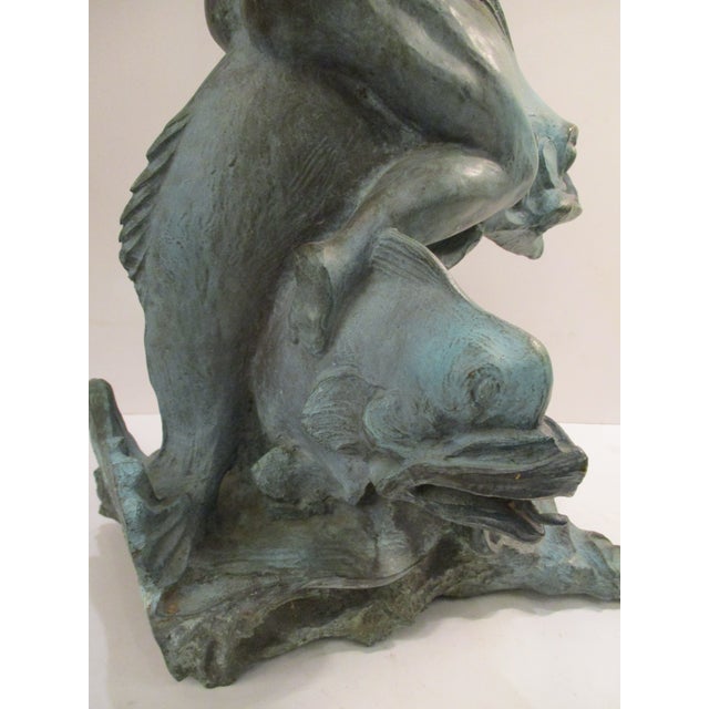 1940s Vintage Alexander Portnoff Cherub on Dolphin Bronze Fountain For Sale - Image 13 of 14