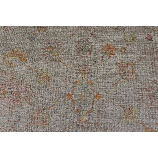 Elegant Angora Turkish Oushak Rug in Soft Pastel Shades by Keivan Woven Arts 9'3 X 12'3 For Sale - Image 4 of 12
