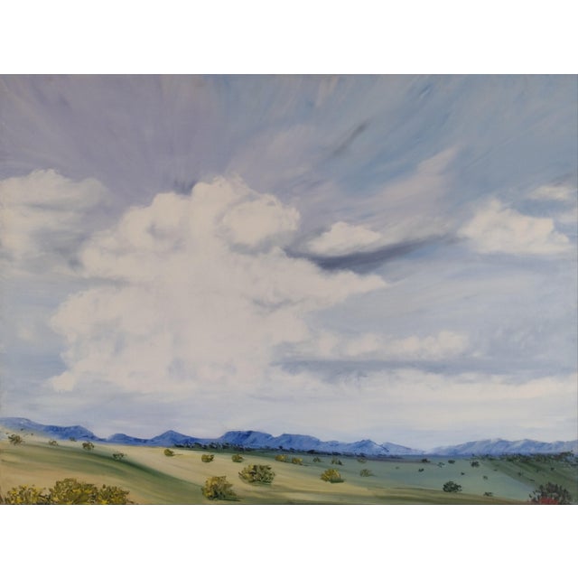 Bring the dramatic beauty of the New Mexico sky into your space with Thunderclouds Over Socorro, a stunning original oil...