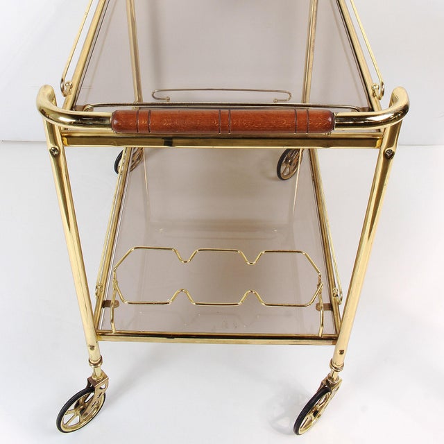 French Brass & Glass Rolling Bar Cart Chairish