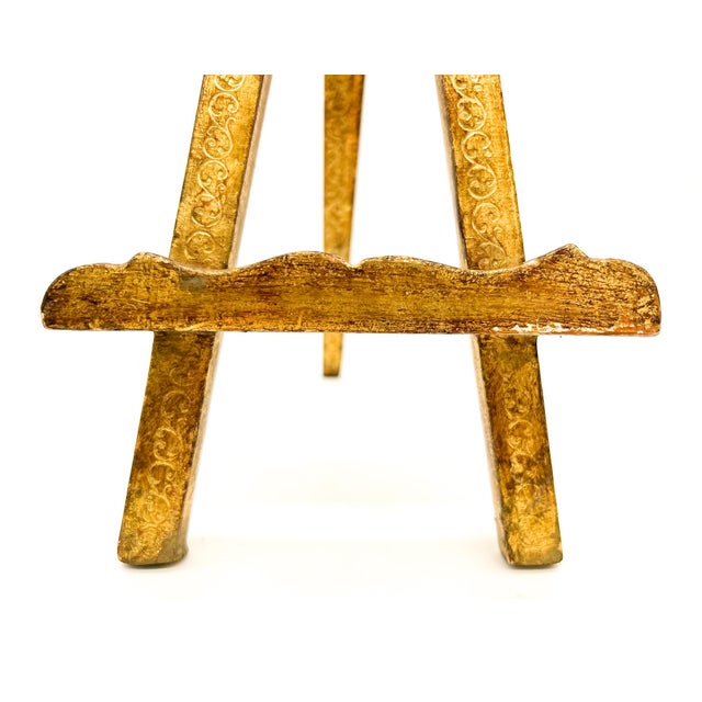 Vintage Italian Florentine Italian Gold Giltwood Shell Motif Easel, Hand-Carved Gold Leaf Display Stand - Hollywood Regency For Sale - Image 10 of 15