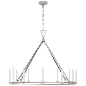 Chapman & Myers for Visual Comfort Signature Darlana Extra Large Single Ring Chandelier in Polished Nickel