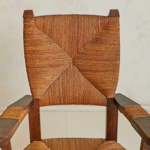 French Wood + Rush Armchair in Manner of Charlotte Perriand, 1940s For Sale - Image 18 of 18