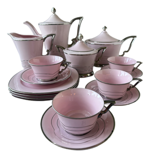 Pink Porcelain Coffee and Tea Set by Epiag, 1920s, Set of 19