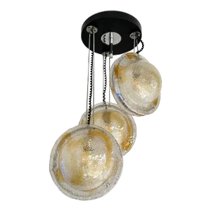 Planetarium Chandelier Amber Murano Glass and Metal by VeArt, Italy, 1970s