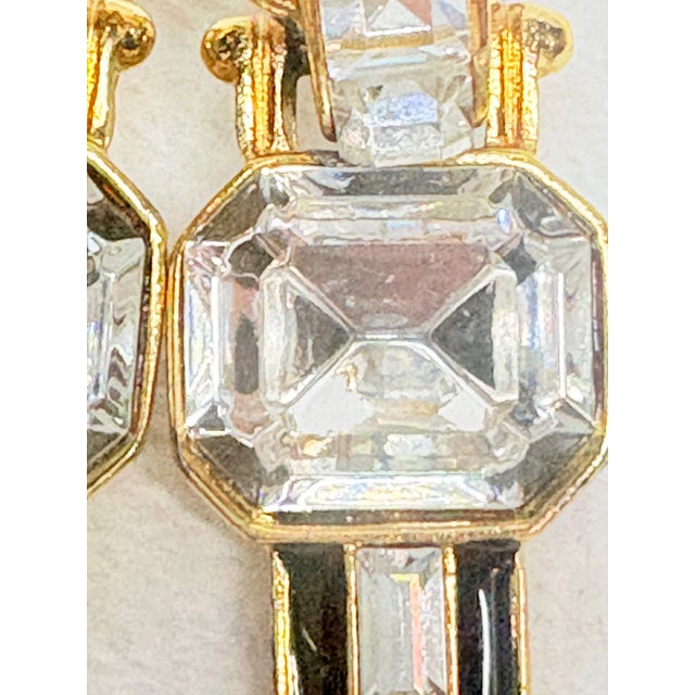 Metal Givenchy New York–Paris 80s Rhinestone & Gold‑Tone Statement Clip-on Earrings, Pair For Sale - Image 7 of 12