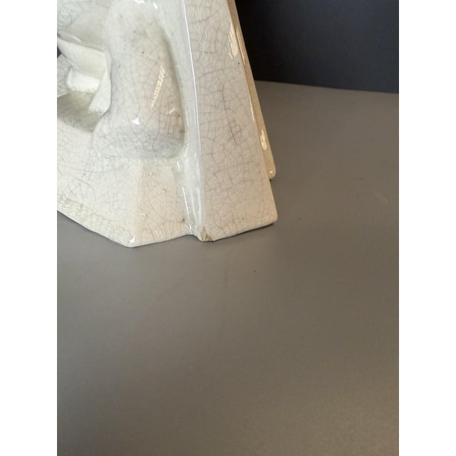 White Art Deco Craquele Ceramic Elephant, 1920s-1940s For Sale - Image 8 of 9