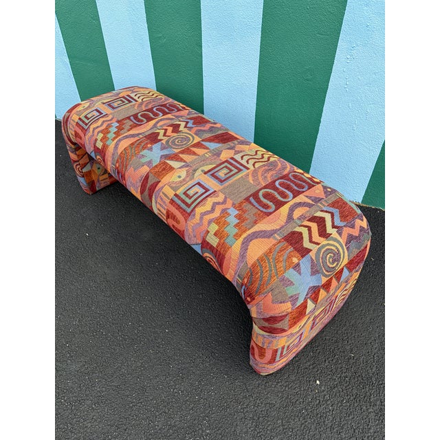 Postmodern Upholstered Waterfall Bench by Lazar Industries East. Circa 1980s For Sale - Image 10 of 18