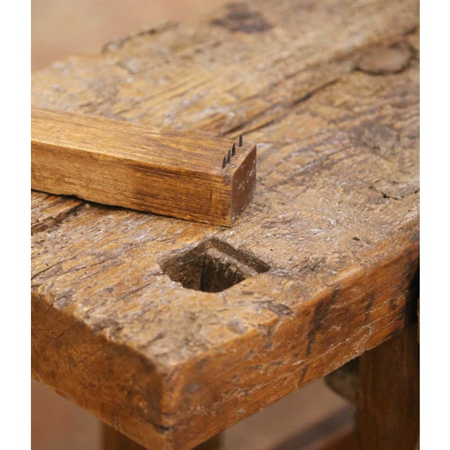 19th Century French Oak Carpenter’s Press Console Table With Bottom Shelf For Sale - Image 12 of 13