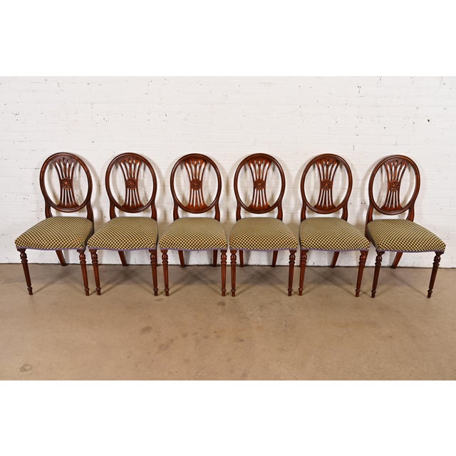 French French Regency Louis XVI Carved Mahogany Dining Chairs by Bevan Funnell, Set of Six For Sale - Image 3 of 13