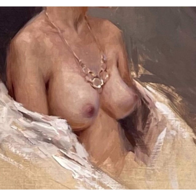 2010s Sam by Derek Harrison | Oil on linen Portrait of a woman with short hair and a necklace. For Sale - Image 5 of 5