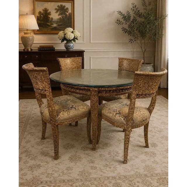 Breakfast or Dining Set Table & 4 Chairs Glass Top. For Sale - Image 4 of 7
