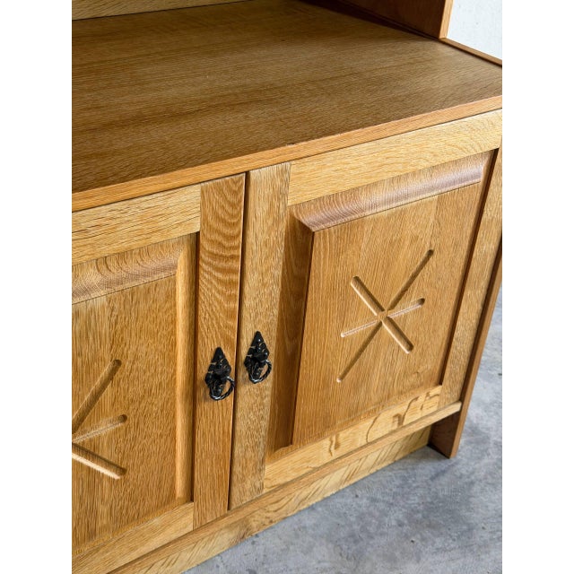Vintage Oak High Cabinet With Glass Door Hutch Display Storage Unit 1970s For Sale - Image 9 of 10