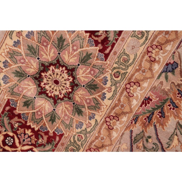 1990's Floral Pak-Persian Taupe/Red Wool Rug - 7'9'' X 10'7'' For Sale In New York - Image 6 of 9