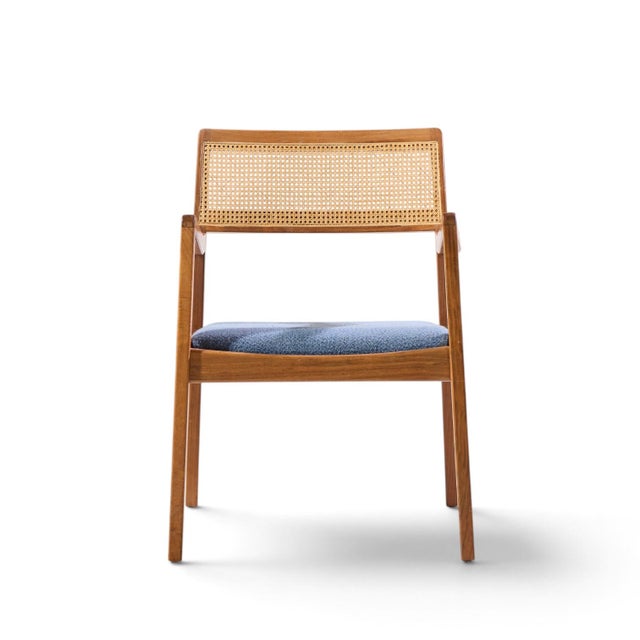 Mid 20th Century Jens Risom Model C-140 Mid Century Playboy Walnut and Cane Dining Chairs - Set of 8 For Sale - Image 5 of 12