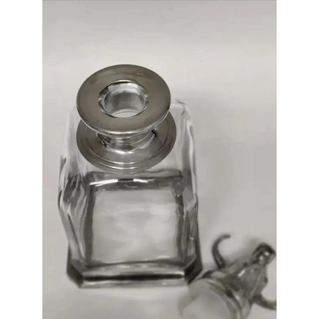 Art Deco Longhorn Bull Head Pewter and Glass Decanter For Sale - Image 3 of 10