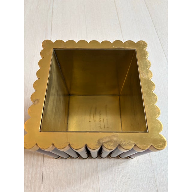 Brass 1970s Rare Gabriella Crespi Brass and Lucite Decorative Box With Lid, Signed, Italy For Sale - Image 8 of 11