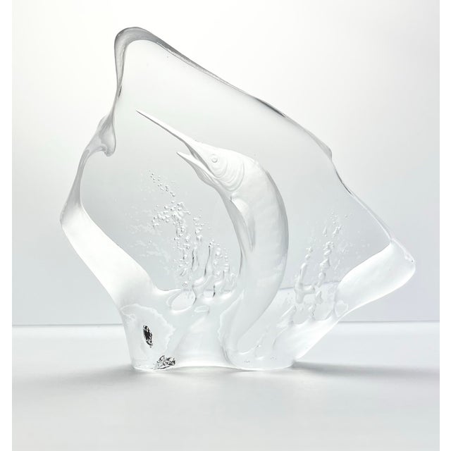 2010s Mats Jonasson X Målerås Crystal Sword Sail Fish Paperweight Sculpture For Sale - Image 5 of 8