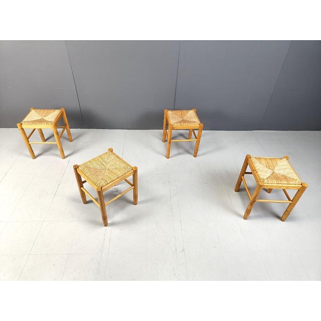 Vintage Wicker Stools, 1960s, Set of 4 For Sale - Image 10 of 11