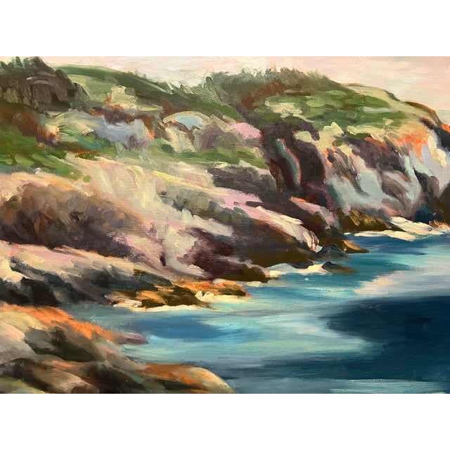 Tina Ingraham (1947-), Large Postmodern Vivid Colored Landscape Seascape, Painted Oil On Stretched Canvas En Plein Air,...