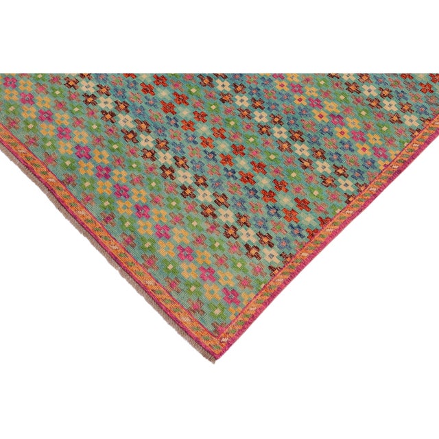Eclectic Balochi Blue/Orange Wool Rug - 4'10''x8'3'' For Sale - Image 4 of 11