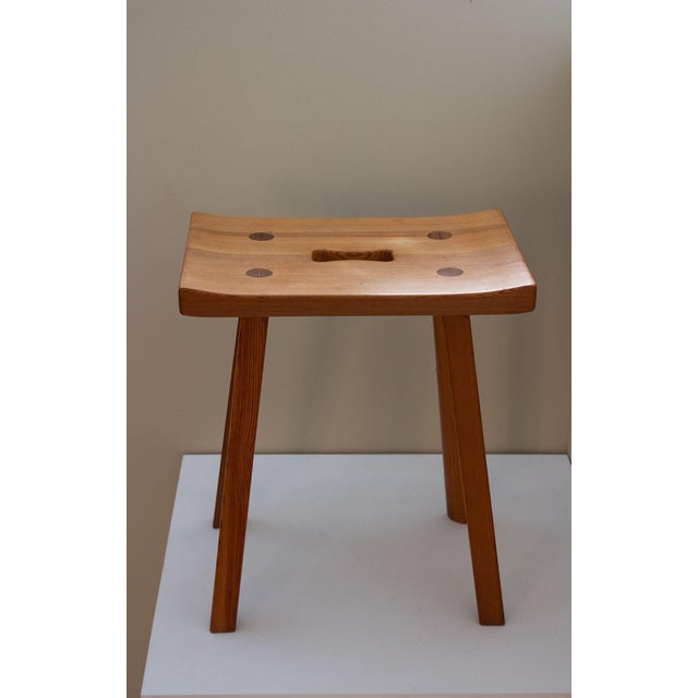 Swedish Pine Stool by Carl Malmsten, 1950s For Sale - Image 9 of 9