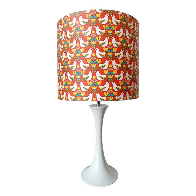 Tulip Lamp with Orange Birds, 1970 For Sale